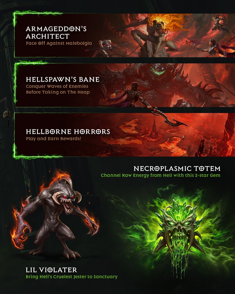DiabloImmortal's tweet photo. Embrace the power Hell failed to control. From September 30 to November 1, earn Spawn-inspired rewards, harness Necroplasmic power, and turn Hell's own gift against the demons of Sanctuary.

Read more about the Spawn crossover event: https://t.co/dEIkGwSSao https://t.co/kKUzdpmDhK