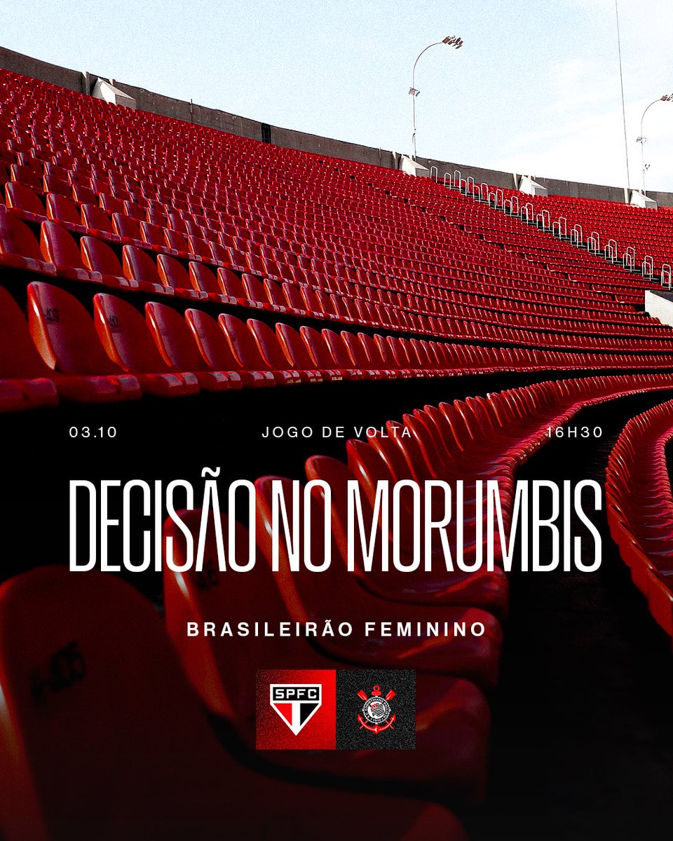 SaoPauloFC_Fem's tweet photo. 🏟️ Sábado tem #FutebolFemininoTricolor no MorumBIS pelo jogo de volta da final do Brasileirão!

🆚 Corinthians
🗓️ 03/10 (sábado)
⏰ 16h30
🏟️ MorumBIS

Garanta seu ingresso e venha apoiar o Tricolor > https://t.co/mLdWR7hyCP

#FutebolFemininoTricolor
#VamosSãoPaulo 🇾🇪 https://t.co/d0i4jplLay