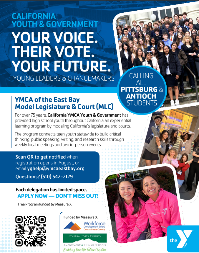 WDBCCC's tweet photo. Youth in Pittsburg and Antioch—this is your chance to get involved! The next @YMCAEastBay Model Legislature &amp; Court cohort is accepting applications. Don’t miss the opportunity to build leadership skills &amp; make your voice heard. 

Apply: https://t.co/ziPhszxHAo

@ContraCostaEHSD https://t.co/I8b8by7UY8