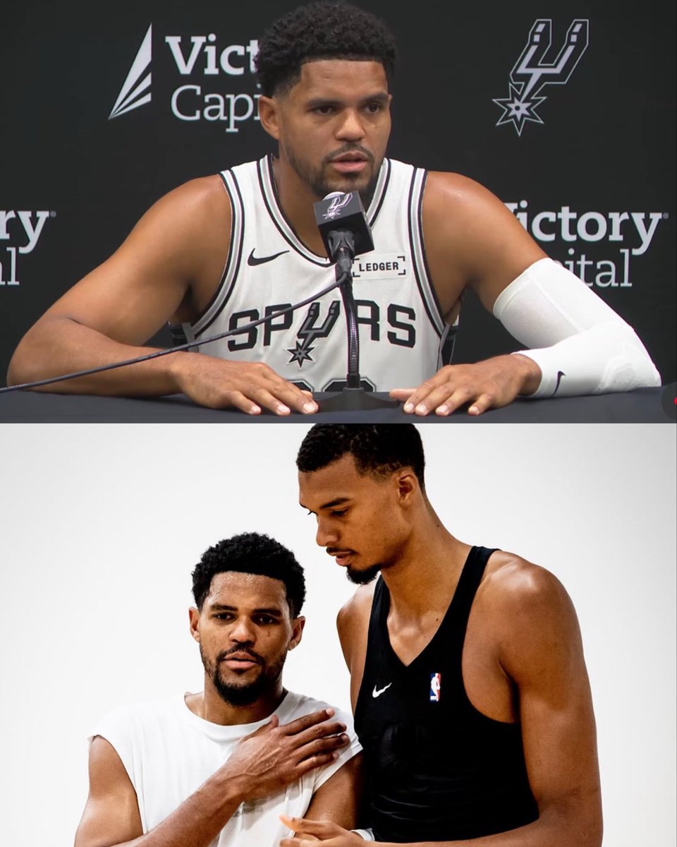 50NuancesDeNBA's tweet photo. Tobias Harris sur Victor Wembanyama :

« C’est le joueur le plus talentueux de la ligue. (…) Ça fait 16 ans que je suis en NBA, et je n’ai jamais vu un gars travailler autant que Victor. » 🗣️

À peine arrivé chez les Spurs, l’ami Tobias est conquis par le V ! 🤷‍♂️ https://t.co/o7NWOvn6yB