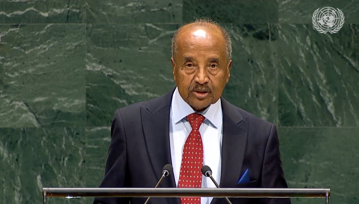 GhideonMusa's tweet photo. #Eritrea urges Assembly to assess progress on peace, economic justice

H.E Osman Saleh Mohammed, Minister for Foreign Affairs of Eritrea, observed that delegates gathering for the annual Assembly frequently have questions regarding the session’s overarching mission and how can progress be judged.  Recalling that peace and economic injustice were among the reasons for the UN’s creation, he emphasized that humanity must work to create a broader, fairer distribution of income.

The prevailing international order has become a zero-sum game, he said, urging:  “It is imperative to install a new world order that is predicated on justice and rationality.”  He added:  “That remains humanity’s collective right”.

Achieving peace and stability will help guarantee prosperity and economic growth, he said and both fairness and justice are necessary to achieve peace and stability.  “Mutual respect to bolster wider regional and global peace and security and growth is necessary,” he emphasized.

For its part, the Assembly must rigorously assess progress towards achieving these goals.  The ongoing wars in Iran and Ukraine must end.  Enduring solutions to control global climate change must be found.

Further, he underlined the need to reverse the war and related acts of subversion that have unleashed chaos in Eritrea’s broader neighbourhood and impacted the region, including in the Nile Basin, the Horn of Africa, the Red Sea and the Gulf of Aden.

“There must be an end to interventions under the rubric of humanitarian assistance,” he said, adding that the African people are at the forefront of the struggle for justice and fairness.
https://t.co/CQI7iyr3WD