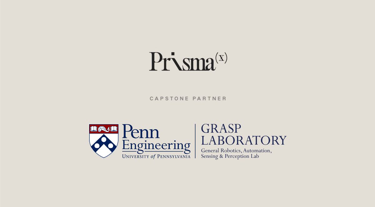 PrismaXai's tweet photo. PrismaX is proud to be a capstone partner of @Penn's @GRASPlab.

Together, we're exploring reinforcement learning for adaptive robot policies, with PrismaX Robotics Data supporting the research.

Bringing industry and academia closer to support the next generation of robotics researchers.
