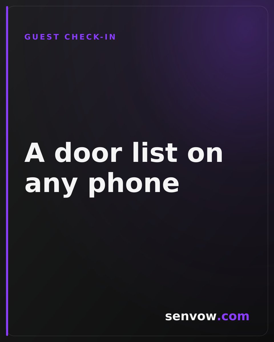 senvow's tweet photo. The printed list only works if you brought it. Ticketed or free, every guest can carry a pass, and you tick off arrivals from your phone.

#EventCheckIn https://t.co/mluULpsyUo