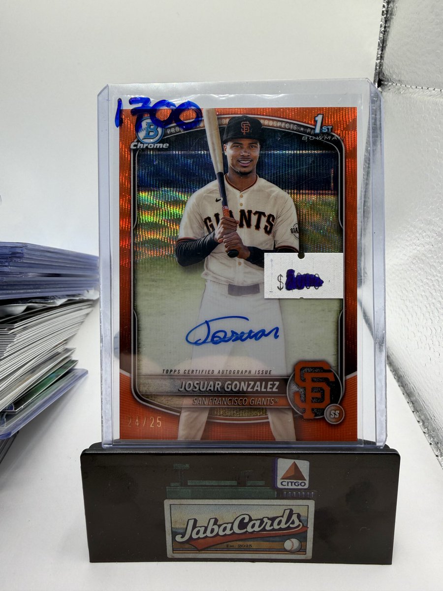 jabacards's tweet photo. Anybody buying on here? Prices shipped on toploader- aloy ask is 1200. All include shipping and full insurance coverage as always! #Bowman #EricHartman #JosuarGonzalez #WehiwaAloy #JojoParker #braves #giants #bluejays #orioles https://t.co/M4qVxmsnen