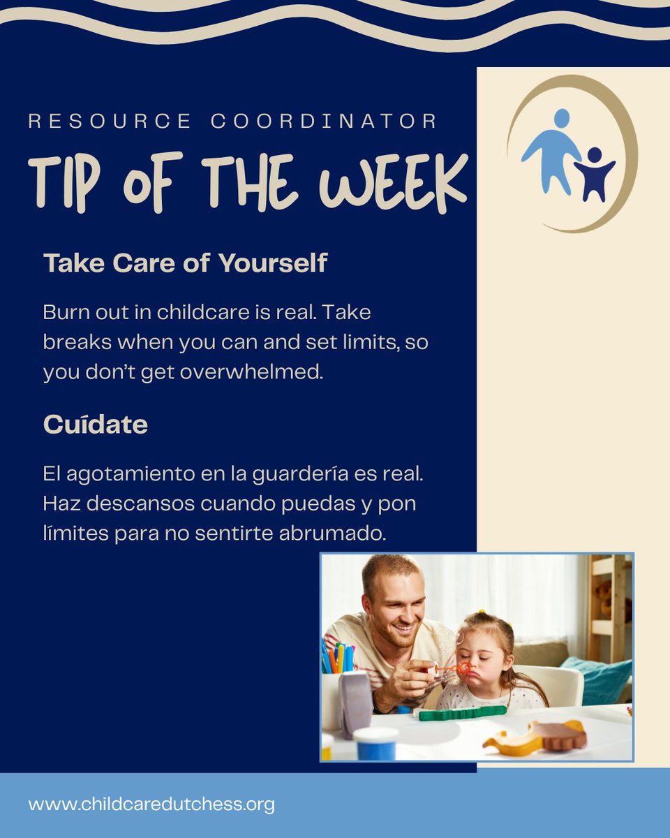 CCCDP's tweet photo. Here's a tip from our Resource Coordinators. Remember to take breaks and set limits so you don't get overwhelmed.
#CCCDPtipoftheweek #nonprofit #Providers #children #dutchesscounty #putnamcounty #dutchesscountyny https://t.co/CBiHieG3tn