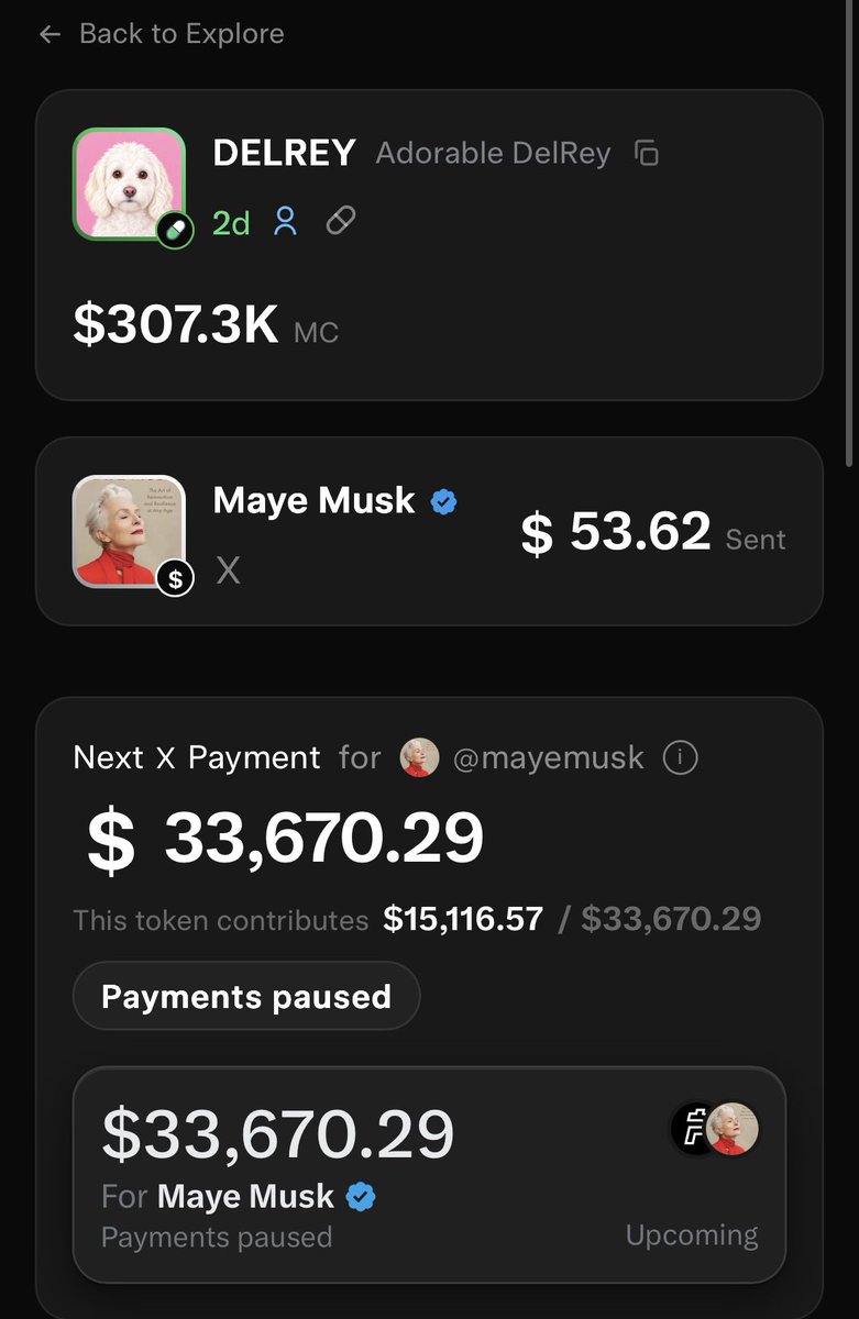 DelreyFanpage1's tweet photo. Quick update: DelRey has generated $33K fees through the @UsePaid launchpad and it’s going directly into Maye Musk’s X Money. 💰 https://t.co/F9zTBZPOPU