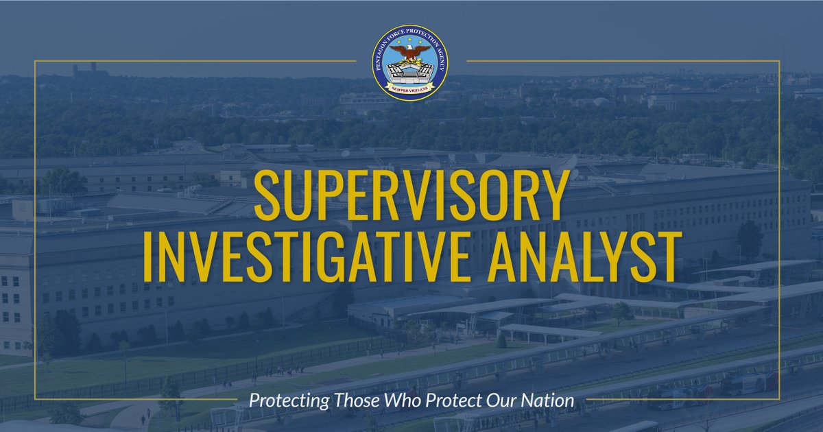 PFPAOfficial's tweet photo. 📢SEEKING Supervisory Investigative Analyst (GS 14) to join our federal #LawEnforcement agency in the Pentagon, Arlington, VA. Apply no later than 10/2/2026 on @USAJOBS: https://t.co/0HaXUtcLuo https://t.co/26zDMWbwlS