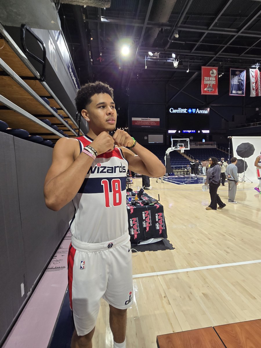 Russellmania621's tweet photo. #Wizards media day at @CareFirstArena ...Just talked with Kyshawn George and Tre Mann. 

@team980 @anthonyhaynie3 https://t.co/JCEWByG9O0