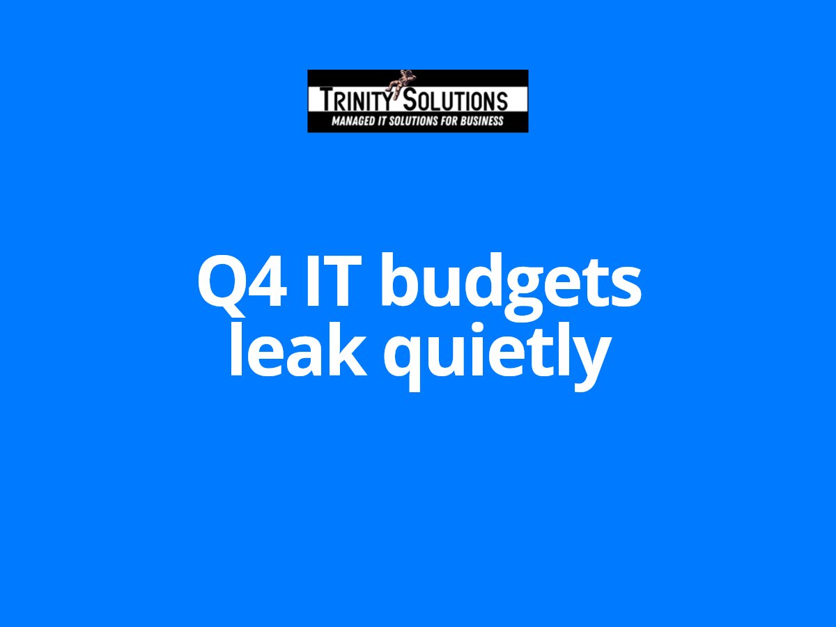 TSIFunnyGeek's tweet photo. Q4 budgets don’t usually get wrecked by one big IT bill.

It’s the quiet stuff.

Unused licenses. Old gear. Backups nobody tests. Security tools that look fine on paper.

That’s where cash leaks out.

Audit the stack before it audits your budget.

https://t.co/4OcjnS5Ju8 https://t.co/x2WaBH2GGB