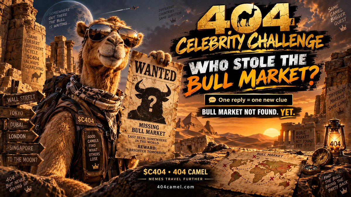 C404Camel's tweet photo. Hey @ishowspeedsui 😭🐪
Our camel has searched Egypt, Dubai, London and Wall Street…
Bull market still 404.
Speed, where do we search next? 😂 https://t.co/iShpwfs10R