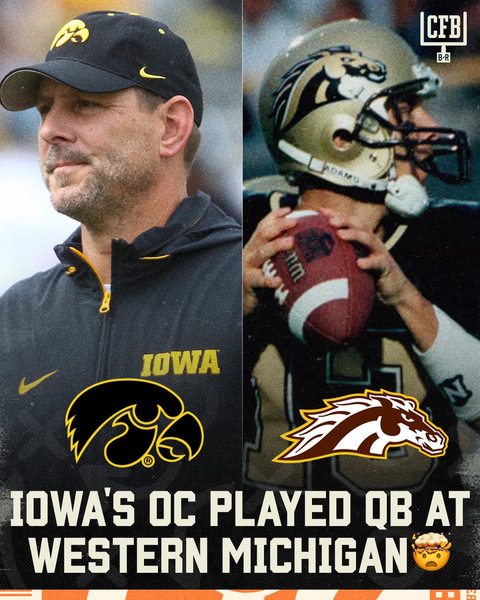 BR_CFB's tweet photo. Iowa 🤝 Western Michigan

Iowa OC Tim Lester played QB and was head coach at Western Michigan 👀

After Michigan’s controversial win over WMU earlier this season, Lester’s Iowa offense marched 91 yards to stun Michigan at the Big House with no time left 🤯 https://t.co/K9SDWRaxpx