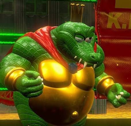 Guilherme960671's tweet photo. DIA 14 POSTANDO PERSONAGENS QUE EU AMO: K. Roll. Acho ele um vilรฃo muito legal da franquia Donkey Kong e tem um design bem interessante e magnifรญco para um crocodilo pansudo. Apesar dele ter essa cara de maconheiro eu acho ele muito fofo, ele tem o seu charme๐๐ https://t.co/fPECLorWrz