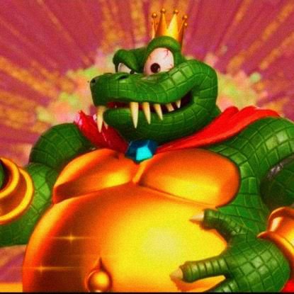 Guilherme960671's tweet photo. DIA 14 POSTANDO PERSONAGENS QUE EU AMO: K. Roll. Acho ele um vilรฃo muito legal da franquia Donkey Kong e tem um design bem interessante e magnifรญco para um crocodilo pansudo. Apesar dele ter essa cara de maconheiro eu acho ele muito fofo, ele tem o seu charme๐๐ https://t.co/fPECLorWrz
