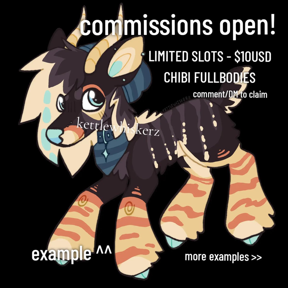 KettleWhiskerz's tweet photo. Doing these $10USD Chibi fulls if anyone is interested! Rn I accept PayPal, Zelle, and Venmo as payment options!! LIMITED SLOTS !!! #commissionsale #furryart #furry #art #chibis #sale https://t.co/TSCFyPJwtU