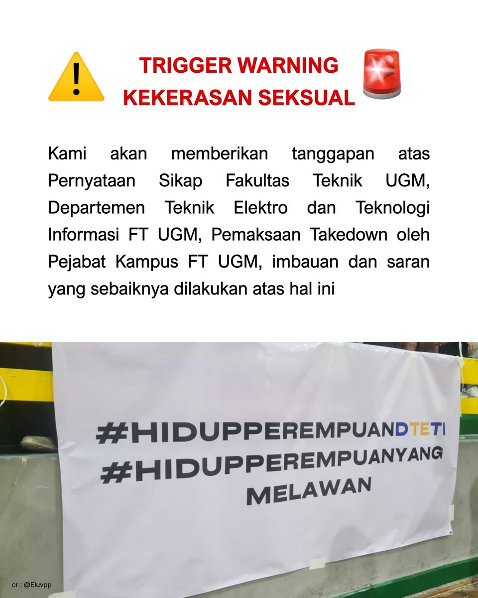gikugm's tweet photo. TW Kekerasan Seksual

Tanggapan atas Pernyataan Sikap FT UGM, DTETI FT UGM, Pemaksaan Takedown, imbauan dan saran yang sebaiknya dilakukan atas hal ini https://t.co/0eDvhUCkjY