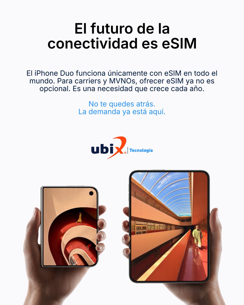 ubixinternet's tweet photo. La conectividad también evoluciona. La SIM física ya no es la única opción. 📲
Con Ubix, carriers y MVNOs pueden incorporar eSIM con activación 100% digital, menos logística y sin cambiar su operación de raíz.
Lleva tu oferta al siguiente nivel.
#eSIM #MVNO #Ubix https://t.co/OHibNNW7CT
