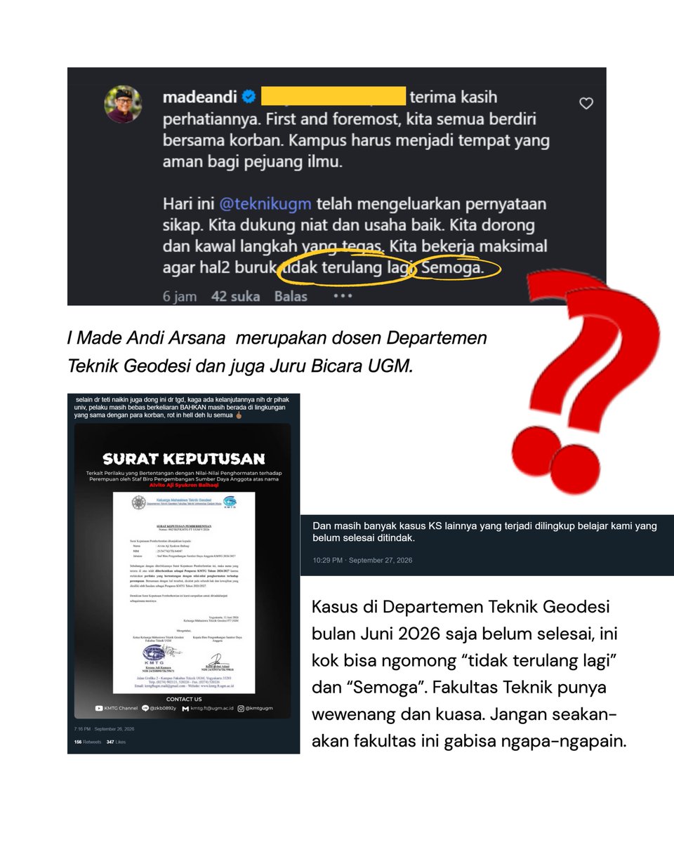 gikugm's tweet photo. TW Kekerasan Seksual

Tanggapan atas Pernyataan Sikap FT UGM, DTETI FT UGM, Pemaksaan Takedown, imbauan dan saran yang sebaiknya dilakukan atas hal ini https://t.co/0eDvhUCkjY