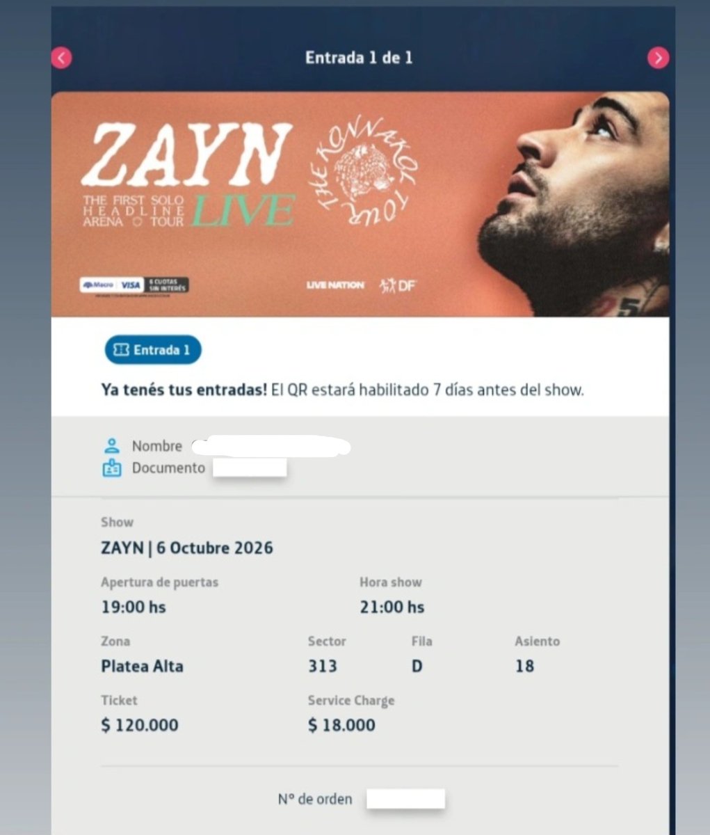 dearimposter's tweet photo. Vendo entrada de zayn Sector 313 ‼️
La vendo a 100mil, una vez tenga el qr hago entrega presencial si son de buenos aires. Rt 🙏

Zayn / movistar arena / argentina / tour https://t.co/r4HY1w06xj