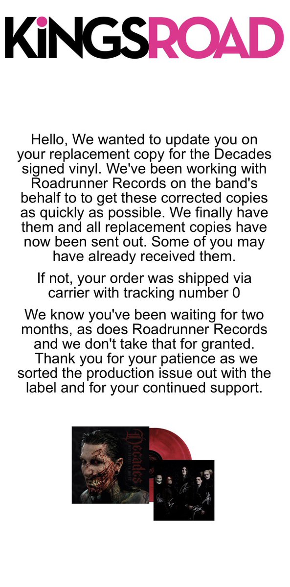 Amber229800's tweet photo. @KingsRoadMerch so you can reach out with this but not an update to numerous emails and attempts to contact you about photo cards 🙃😑 https://t.co/4KTDyKxrky
