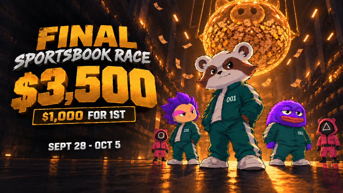 kizzycasino's tweet photo. OUR BIGGEST RACE YET! 

> $3500 USD total prizes 
> $1000 USD for 1st
> 40 winners 
> 10x points for sports
> instant payout and settlement 

STARTS NOW! https://t.co/a3ek5caRY3