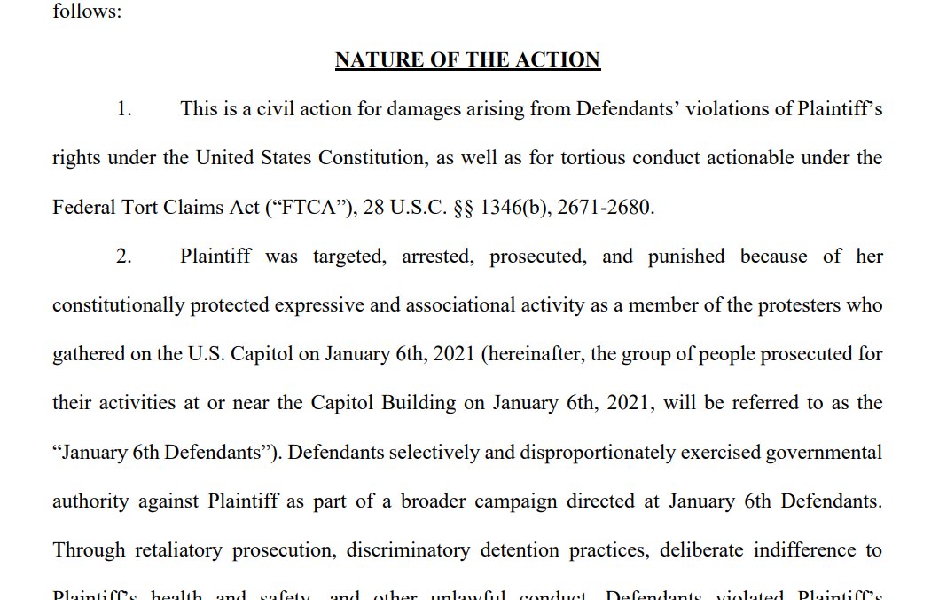 MacFarlaneNews's tweet photo. THERE IT IS:  Group of January 6 riot defendants have filed each filed federal civil lawsuits in DC seeking taxpayer-funded compensatory and punitive damages for alleged violations of their rights

They claim they were "targeted..and punished" for "protected expressive" activity https://t.co/7iWeMKUpOX