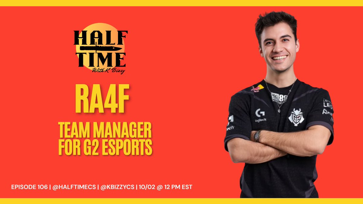 HalfTimeCS's tweet photo. 🚨ANNOUNCEMENT🚨
This Friday's podcast will be with none other than @Ra4fk, the Team Manager for @G2CSGO! First time I've ever had a TM on the podcast, so it's going to be exciting getting to dive into this role within an org with an awesome dude! STAY TUNED! https://t.co/XsJIRNGSi4