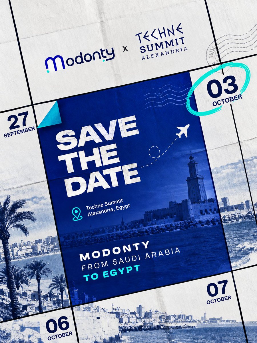 modonty's tweet photo. من السعودية إلى الإسكندرية.. مدونتي وصلت أخيرا!🔥

مدونتي حاضرة في Techne Summit 2026، وجايين نعيش معكم أجواء الإيفنت ونلتقيكم هناك.

Save the Date | 03 October

#مدونتي #Modonty #TechneSummit #Alexandria #Egypt #SaudiArabia https://t.co/koFhTLRkdl