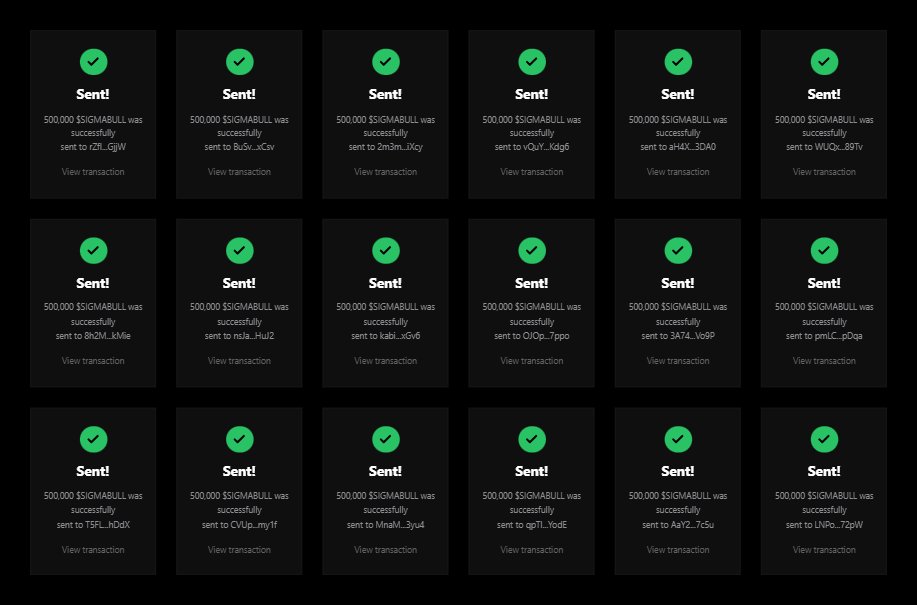 SigmaBullSol's tweet photo. Every wallet gets 500,000 $SIGMABULL 🪂

Like + RT pinned post 📌

Drop your Solana $Sol Address &amp; RT ♻️

First 555 wallet ⬇️ #Airdrop https://t.co/9BNJtFZwRw