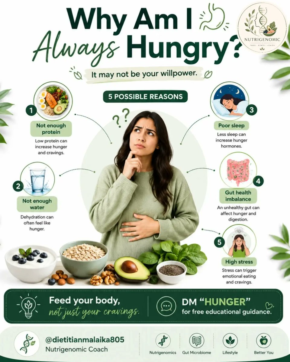 rileysmith464ye's tweet photo. Why am I always hungry? Constant hunger doesn’t always mean you need more food. It may be caused by low protein intake, dehydration, poor sleep, an unhealthy gut, or stress. Learn to understand your body’s signals and nourish it—not just your https://t.co/QL5lpvFtFj