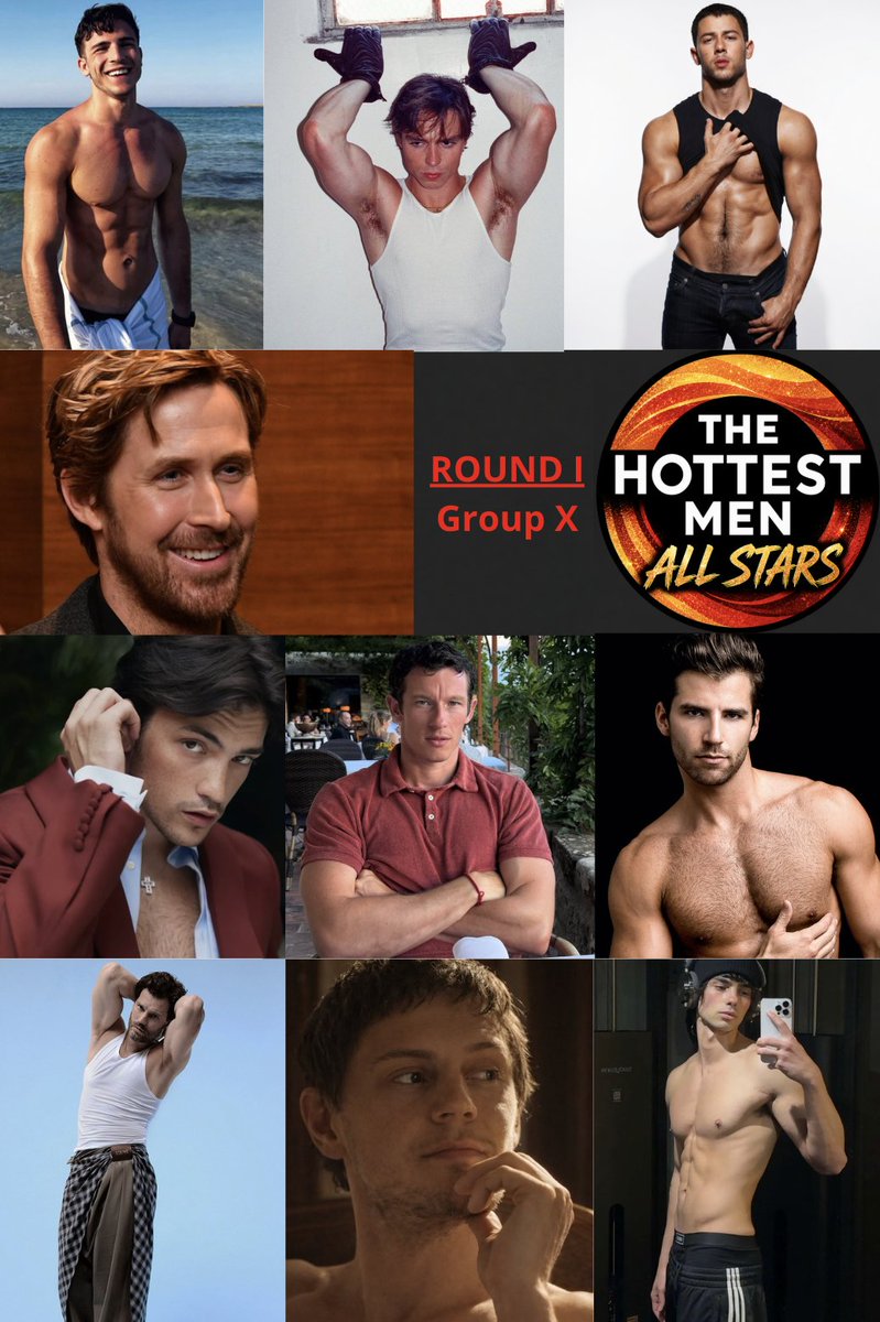 TheHottestMen_'s tweet photo. All Stars ✨
Round I - Group X - 1st Round of votes:
Time to vote: until Tuesday 29
#JacobRott #JuanPerales #CallumTurner #CarloGuarini #TaylorPhillips #NicholasAlexanderChavez #JamieDornan #EvanPeters #NickJonas #RyanGosling https://t.co/0sqsEjiAGg