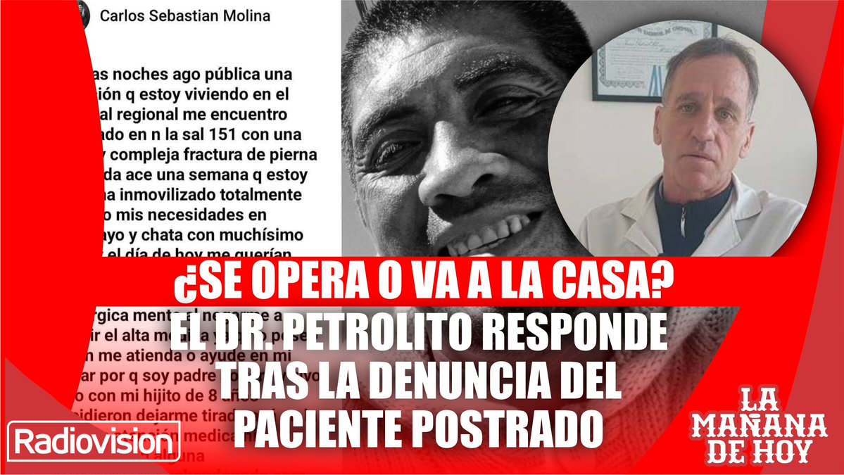 Radiovision995's tweet photo. Estaba desocupado, fue embestido en su moto y se fracturó gravemente las piernas. Fue atendido pero lo mandaron a su casa sin ser operado. Luego de su reclamo público, el Dr. Petrolito explicó por qué se tomó esa dicisión.
🔗https://t.co/xf2th2deWS https://t.co/sF4ckU0QYK