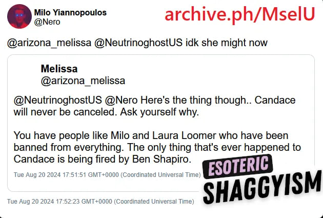 officialrnintel's tweet photo. 🇺🇸⚡️- Despite Milo Yiannopoulos having attacked and threatened Candace Owens in the past, including Milo claiming he has a lesbian sex tape of Owens, he has been on Candace's podcast twice since, and has been routinely cited by Owens on her show; likely indicating a blackmail situation between the two.

Milo has routinely lied about accusations against other influencers, however his accusations against Candace are corroborated by evidence of her lesbian dating profiles, sexual deviancy, and other tabloid posts alluding to Owens' history.

Milo's allegations also tie into George Farmer, Owens' husband, and his sexuality.