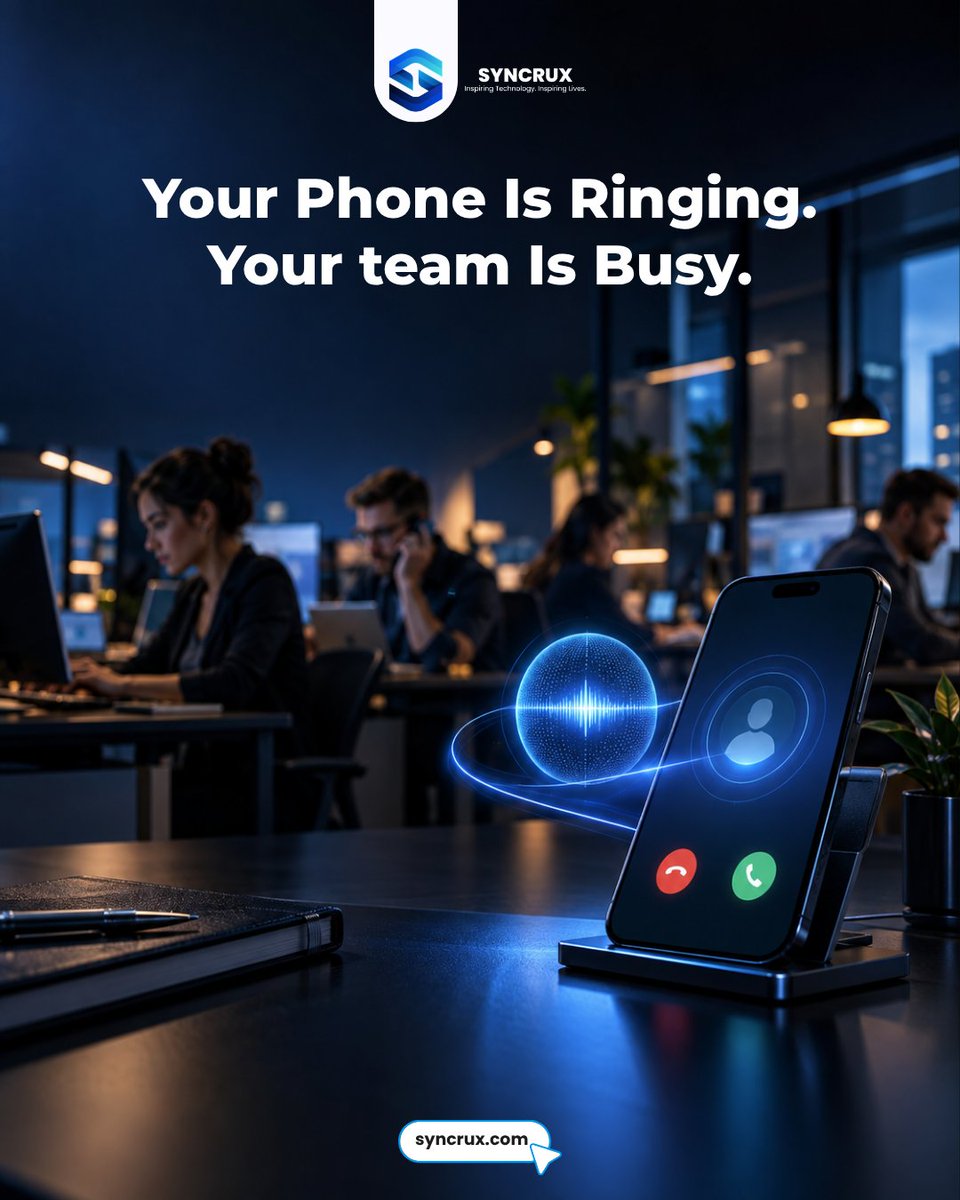 SyncruxAI's tweet photo. Your customer is already reconsidering their life choices.
Syncrux Voice AI answers instantly.
No hold music. No missed-call heartbreak.
Visit Our Website: https://t.co/xP6kxSE3e1
Visit Us: New York, NY 10001, US
#syncruxai #syncrux #voiceai #aiautomation #customerexperience https://t.co/eoPHq40ys7