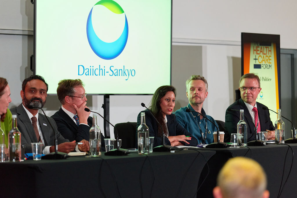 TotalPolitics's tweet photo. 'A green lit runway for focusing resources' was how James Hargrave of @DaiichiSankyoUK described The National Cancer Plan at the Daiichi-Sankyo supported fringe at #HandCF26. @SoniaKumarMP PPS, @DHSCgovuk spoke of understanding the “health biosphere” within a local area. #Lab26 https://t.co/OB44QP2zpa