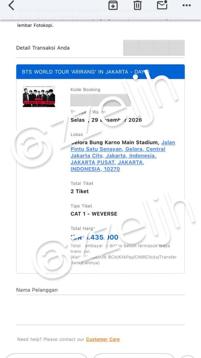 zzeljh's tweet photo. WTS TICKET BTS ARIRANG JAKARTA DAY 3 

Available: 
CAT 1 (PRESALE) 2 TIKET

✅ COD untuk check tiket
✅ Diurus sampai jadi wb/fisik

📌 Pakai data pribadi
📌 NOT ORI PRICE

DM for price
🚫 NO NO SCAM

#BTSARIRANG #ARIRANGINJAKARTA #BTS #WTSTICKET https://t.co/V6qgwolEAw