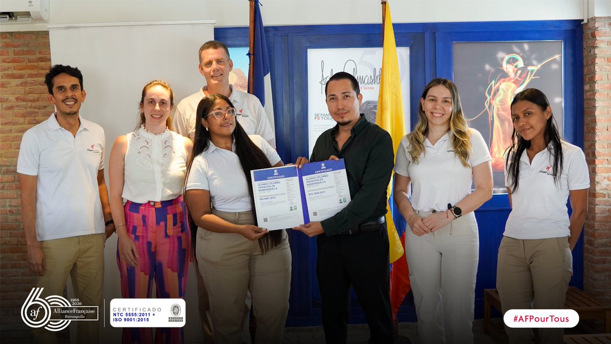 AFBarranquilla's tweet photo. ✨ Nuestro compromiso con una formación de calidad continúa.

Celebramos la renovación de las certificaciones ISO 9001 y NTC 5555, fruto del compromiso de nuestros líderes y de todo nuestro equipo con la calidad y la mejora continua. 🇫🇷💙

#AFBAQ #ISO9001 #NTC5555 https://t.co/CqzABURAmX