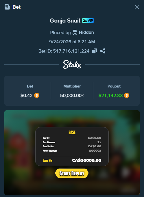donut_slot's tweet photo. C$0.60 > C$30,000 🐌
This @Stake User hit the max win on Ganja Snail, in the base game... Incredible. 🫨

🎁RT + Stake ID

Ganja Snail, only on @Stake &amp; @StakeUSA https://t.co/1TNxSD0kAb