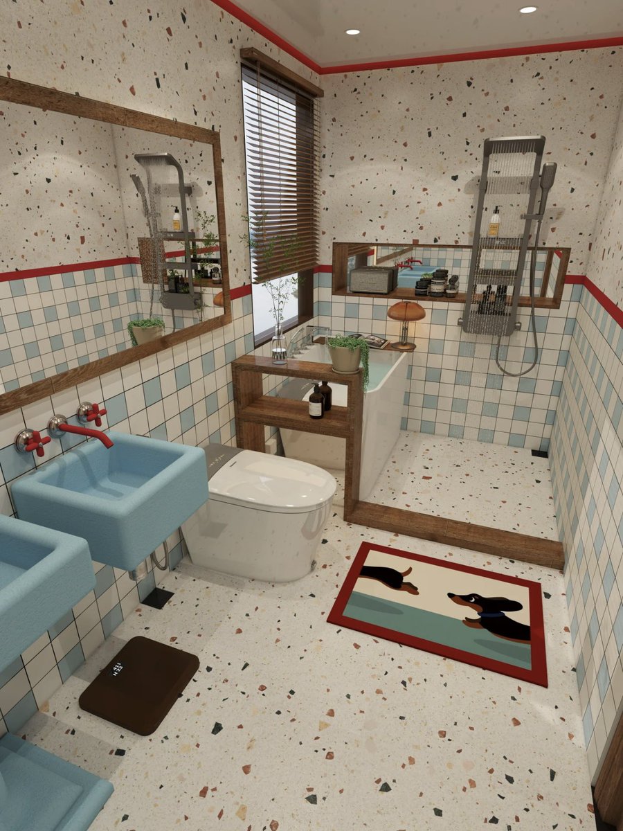 sekarwangikuu's tweet photo. Dream back to the 90s retro bathroom https://t.co/1KZ5gHuALu