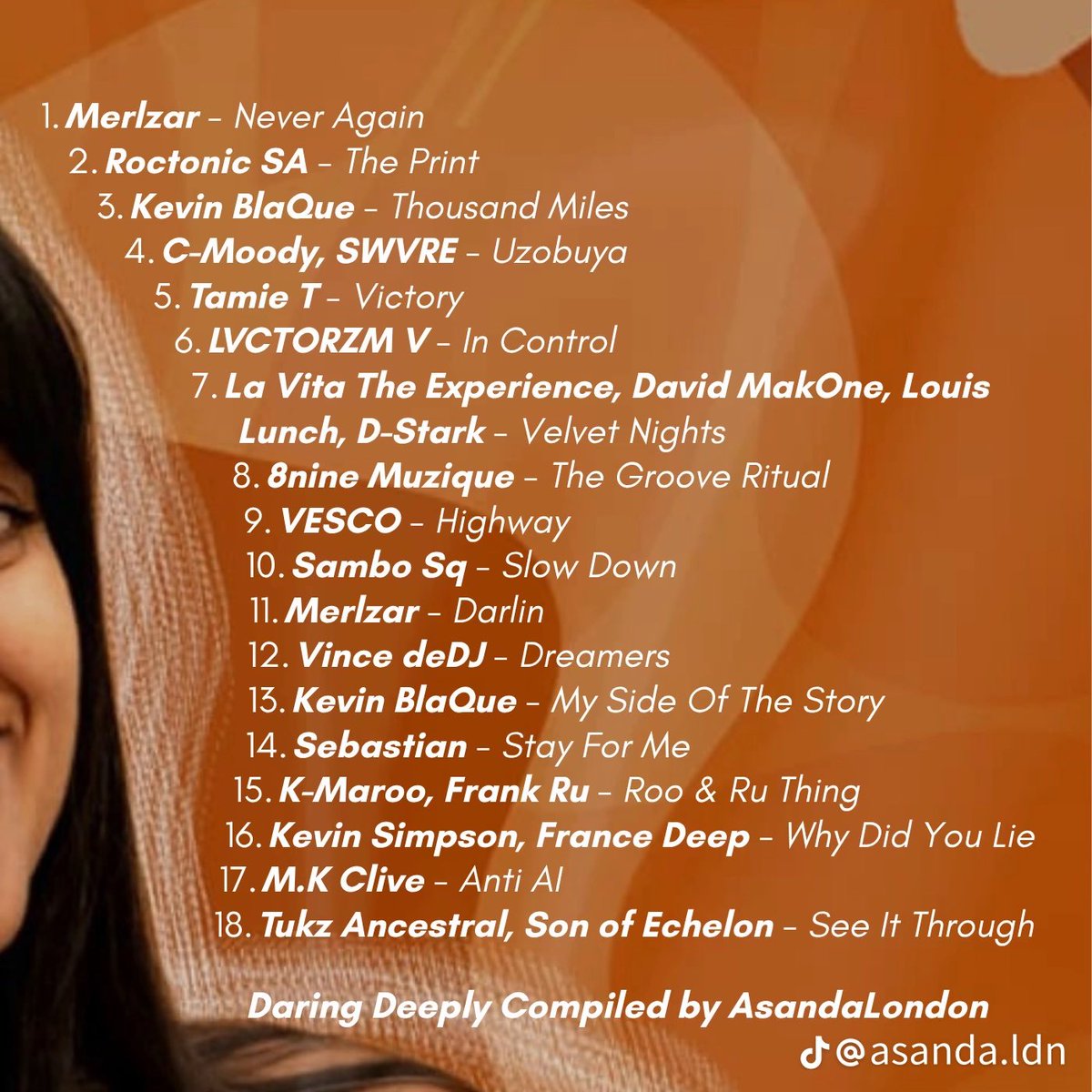 lvctorzmv's tweet photo. “Daring Deeply Compilation ” Drops on All SPs | 02.10🗓️ | Compiled by Asanda London under @CandidBeings▶️

Pre order on Traxsource:
https://t.co/Dno63AYwkx

#deephouse #asandalondon #candidbeing #instrumentalmusic #lvctorzmv #vacompilation https://t.co/IEQUTp1D5H