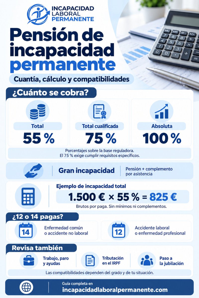 IncapacidadLP's tweet photo. Descubre cuánto se cobra por una pensión de incapacidad permanente, cómo se calcula y qué pagas te corresponden 👉https://t.co/fax6lQof1k https://t.co/Ko0BNBbC8E