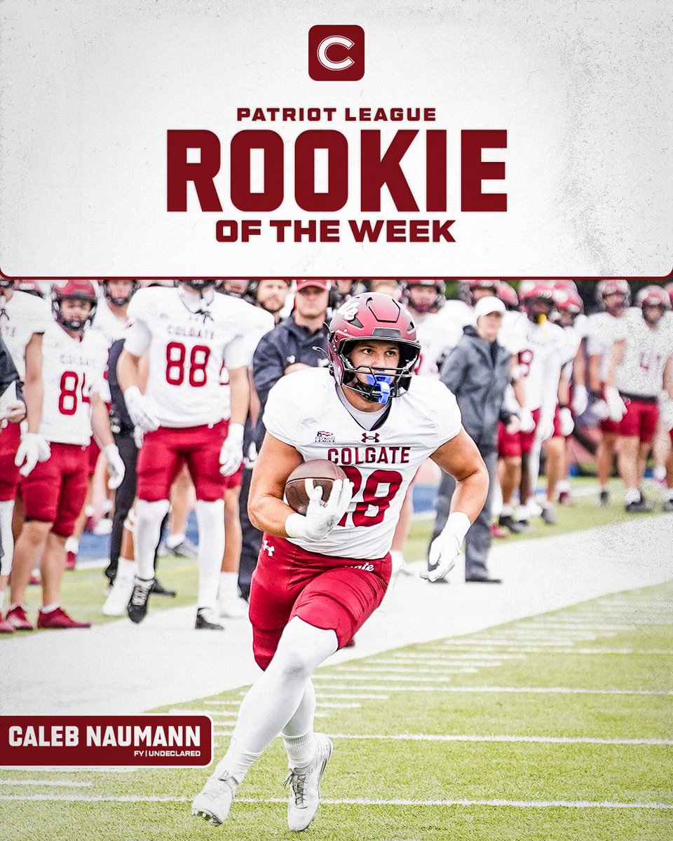 ColgateFB's tweet photo. 𝐏𝐚𝐭𝐫𝐢𝐨𝐭 𝐋𝐞𝐚𝐠𝐮𝐞 𝐰𝐞𝐞𝐤𝐥𝐲 𝐡𝐨𝐧𝐨𝐫𝐬.

☑️ @TrooperPrice
☑️ @CalebNaumann25

#GoGate | #DrawTheLine https://t.co/OGTxpLK9PK