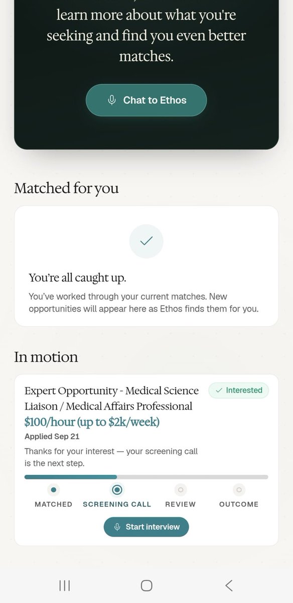 divawears1's tweet photo. I noticed a lot of people get discouraged from applying to jobs on Ethos because you have to keep chatting with the chatbot every time you want to find a role. 

There’s an easy way to get into Ethos 

And I think a lot of you will find this much easier.

First step: Sign up first, upload resume and take the interview: https://t.co/ywIEwbbzCJ

Then use the direct links below after registering to apply to direct opportunities 

Expert Opportunity - Staff Accountant ($80/hr, up to $1,600/week) 

https://t.co/biIMUYo0XP

Expert Opportunity - Document, Deck & Spreadsheet QA Specialist ($70/hr, up to $1,400/week) 

https://t.co/2lXPYFZNiE

Expert Opportunity - Public Administrator ($70/hr, up to $1,400/week)

https://t.co/McNP51BFe8

Expert Opportunity - Customer Success / Support Operations Lead ($70/hr, up to $1,400/week)

https://t.co/IMr7Eouk2I

Engineering / Manufacturing / Technical Operations: https://t.co/OP44yu81kb

Government / Public Administration: https://t.co/McNP51BFe8

User Researcher: https://t.co/GedHDBcwBc

Business / Management Consultant: https://t.co/g9pvTdoCyI

Software / AI / IT / Data Generalist $80/hr: https://t.co/iwJIUiEGsC