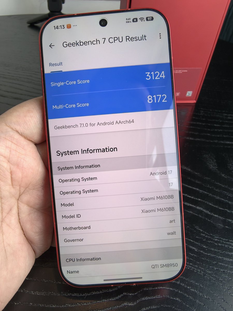 KaroulSahil's tweet photo. Snapdragon 8 Elite Gen 6 Benchmark in Xiaomi 18 Pro https://t.co/awzYDH6fPR