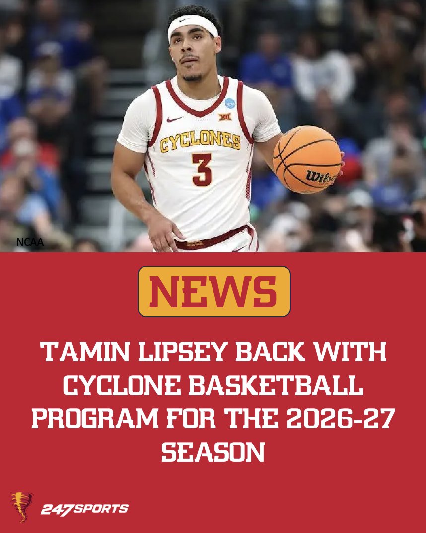 alec_busse's tweet photo. NEWS: Iowa State basketball has officially announced that Tamin Lipsey is back with the Cyclone basketball program for the upcoming basketball season. Lipsey won an extra season in an Indiana lawsuit on Wednesday. 

🔗 https://t.co/t4kdFuql4n https://t.co/Sl4OwB2Djq