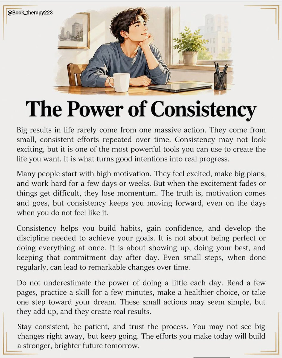 Book_therapy223's tweet photo. The Power of Consistency https://t.co/A3sqJYb9N6