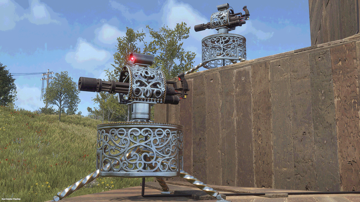 domch1_'s tweet photo. Hey everyone! Introducing the Wrought Iron Turret for @playrust ! Miniguns are not included. 
Vote “Up” using the link below. Thx for your support <3 https://t.co/TcKDiEnsNF
@gerrmanman @Helkus @HedgesnVideos #rustskins https://t.co/vIN7onyarx