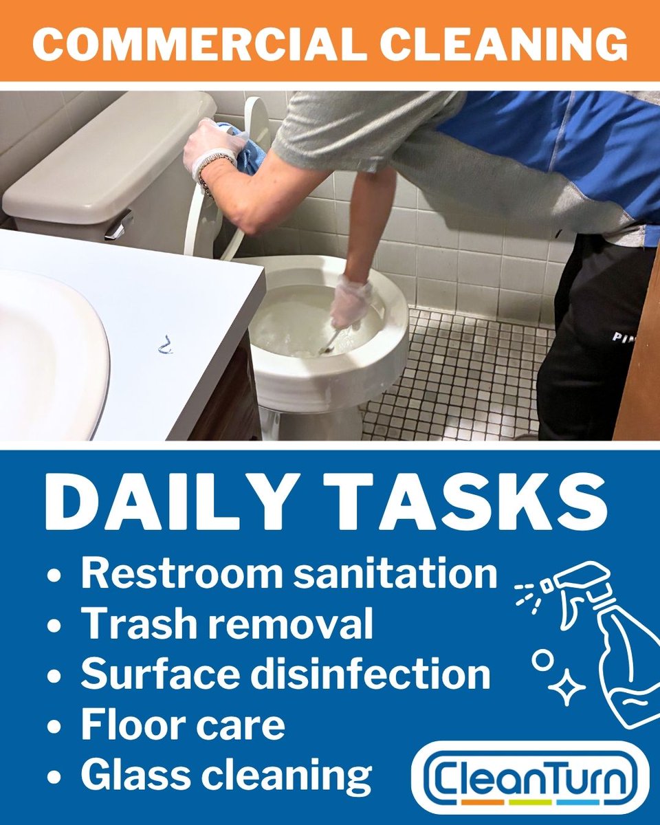 CleanTurnLLC's tweet photo. We don't cut corners on daily tasks. We stick to our checklists and scored inspections so that your facility gets the best cleaning services we can offer every time!

Ask us what we can do for your facility! Schedule a free walkthrough today! Contact us at info@cleanturn.com https://t.co/HKRMkKNGP8