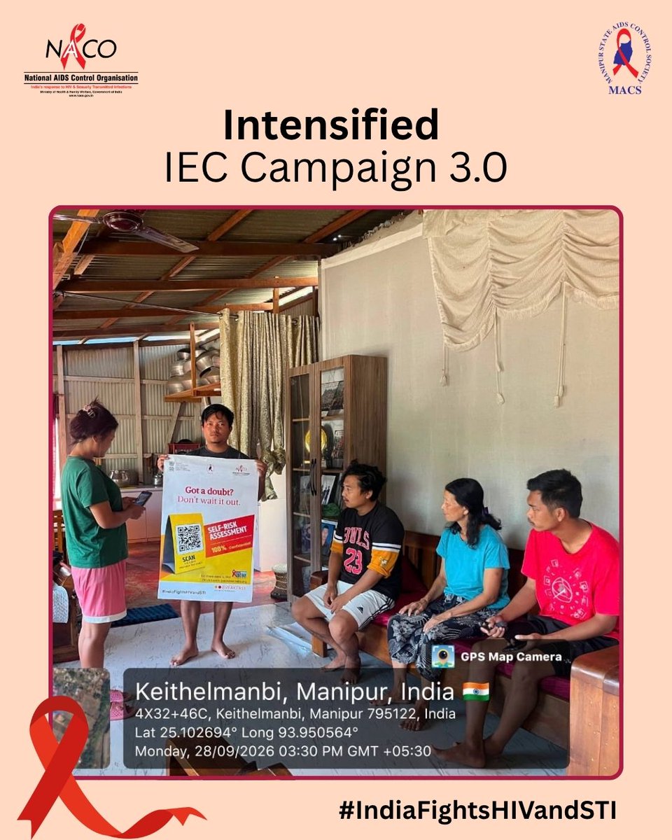 ManipurAIDS's tweet photo. Manipur State AIDS Control Society (MACS) is taking HIV &amp; STI information straight to every doorstep in Manipur.
Also Promoting Self Risk Assessment about the risk of HIV &amp; STI. #IndiaFightsHIVandSTI #KnowYourHIVStatus #HIVAwareness #HIVPrevention
#EndAIDS #EndStigma @NACOINDIA https://t.co/zmt5LmgtL3