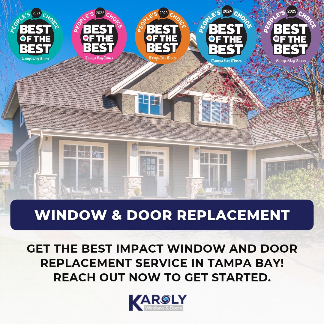 karolywindows's tweet photo. Want top-notch #WindowAndDoor replacement? Karoly Windows is here for you, #TampaBay! We pair the best #ImpactWindows and doors with #ExpertInstallation to ensure you get the best results, every time! Reach out to get started:
https://t.co/FExG5J4wPt https://t.co/QFVqVDBujK