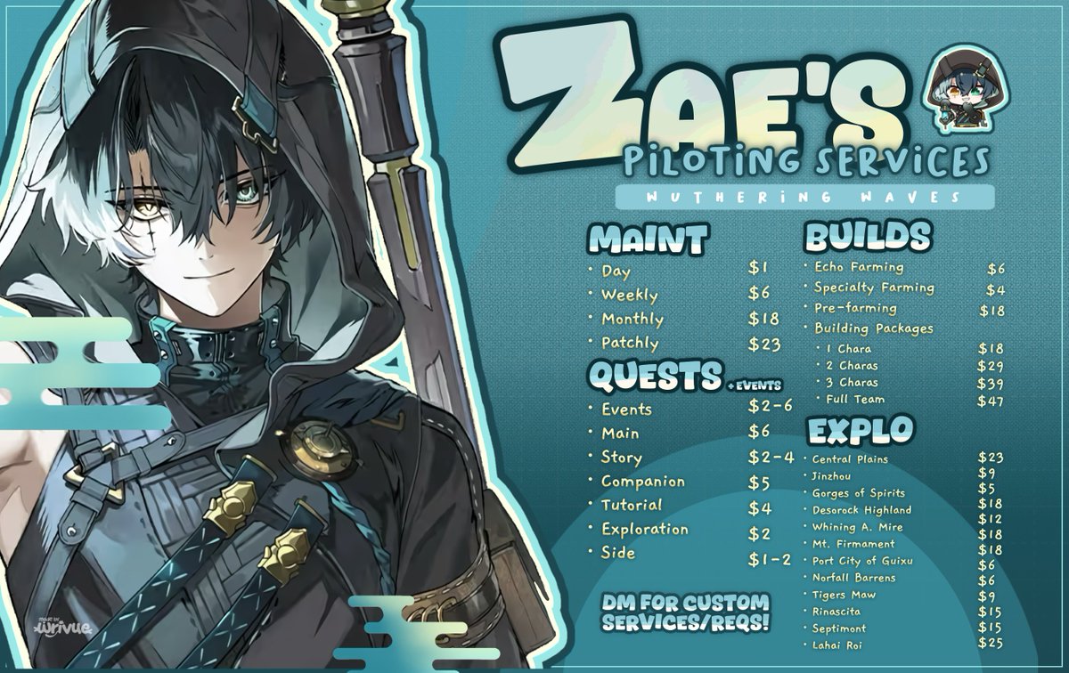 FlinsPiloting's tweet photo. ⚡ — Zae's Piloting Services ⊹ ࣪ ˖

⟢ Love to play your favourite games but have no time, or simply need help?
Dm to avail my services today ! ☆ Open for: Hoyo, Wuwa, Endfield ˊᗜˋ

Proofs &amp; Vouches + ZZZ/AKE Prices in 🧵 https://t.co/ymkhqKdaHK